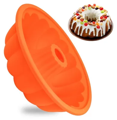 Image de Moule en silicone antiadhésif, flexible, pour gâteaux "Gugelhupf", dimensions : 24 x 24 x 7,5 cm