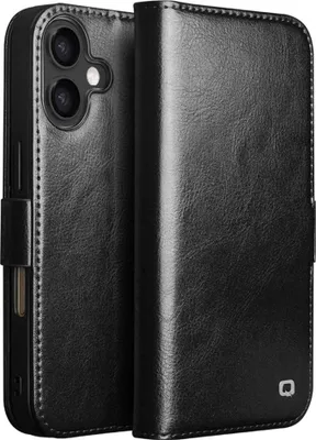 Produktbild von iPhone 17 Hülle - QIALINO Genuine Leather Klapphülle - Echtes Leder - Schwarz