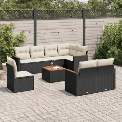 Produktbild von Möbel 9-tlg. Garten-Sofagarnitur mit Kissen Schwarz Poly Rattan 2024