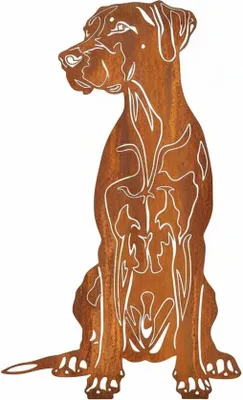 Produktbild von Edelrost Deutsche Dogge - Rost Deko Hund Rostfigur Gartendeko für Draußen - stabile Metall Gartenfigur aus Stahl - Wetterfest für Beet Terrasse - 47x29cm
