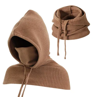Immagine prodotto di Berretto da sci e sciarpa 3-in-1, scaldacollo con cappuccio, colore kaki
