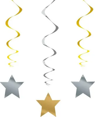 Immagine prodotto di Decorazione da appendere stella 3 pezzi argento-oro - taglia unica
