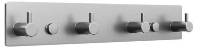 Produktbild von EAVY Hakenleiste Wand mit 4 Haken, 25 cm, Edelstahl gebürstet, Wandgarderobe zum Schrauben für Bad, Flur und Küche