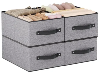Aufbewahrungsboxen 4er-Pack, faltbar, 33×23×14 cm, grau