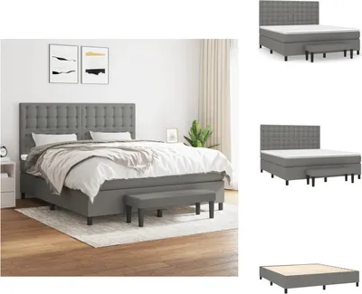 Produktbild von vidaXL Boxspringbett mit Matratze Dunkelgrau 180x200 cm Stoff -  Betten & Bettgestelle