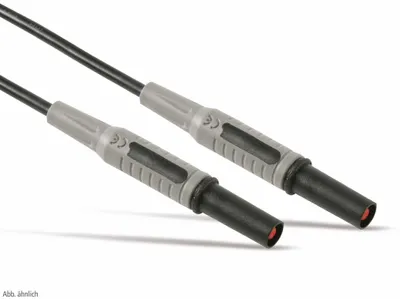 Zdjęcie produktu dla Przewód testowy, 2x wtyk bezpieczeństwa, 4 mm, 18 AWG, czarny, 0,5 m