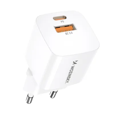 Produktbild von Wozinsky 20W USB-C / USB-A Wandladegert - Wei Schnelladegert PD, QC 3.0