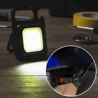 Produktbild von Mini LED Taschenlampe USB-C mit Magnet und Flaschenöffner, COB Schlüsselanhänger Lampe, wasserdichte Outdoor Lampe - BRIGHTLIGHT