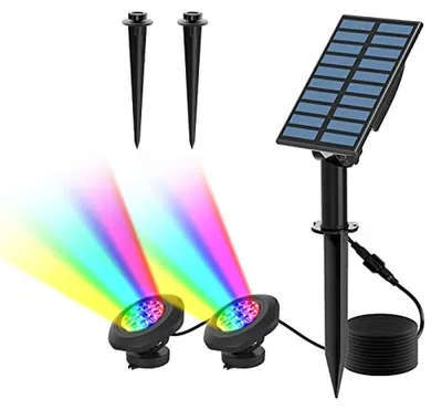 Image de Éclairage pour bassin - Spots subaquatiques - Éclairage d'ambiance pour jardin - Changement de couleur RGB - Lot de 2 - RGB