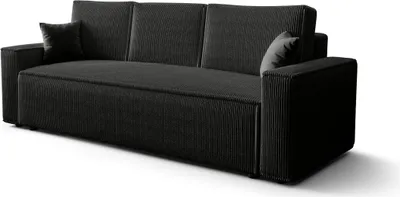 Produktbild von FEDVE Schlafsofa Eldon Sofa Schlaffunktion Bettkasten Sofagarnitur Wohnzimmer Schwarz (Poso 135)