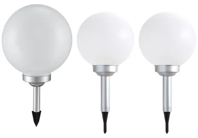Produktbild von 3er Set LED Außen Solarleuchten, Kugel weiß, 15 und 20 cm