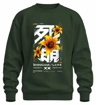 Productafbeelding van Shinigami Japan Lilien Cyberpunk Futuristisch Y2K Anime Sweater, flesgroen, maat M