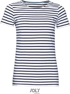 Produktbild von SOLs 01399 | Damen Striped T-Shirt modisch gestreift - Farbe: White/Navy - Größe: XS