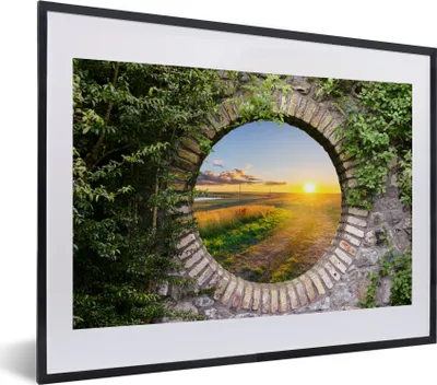 Produktbild von MuchoWow® Gerahmtes Poster Landleben - Aussicht - Sonne 40x30 cm - Poster mit Schwarzem Bilderrahmen Wandposter Rahmen Foto Bilder - Bilderrahmen - Poster im Rahmen