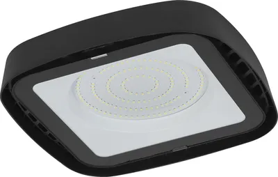 Produktbild von OSRAM Highbay Ufo Deckenleuchte in Schwarz, bietet 130 W und 15000 lm in Tageslichtweiß bei 6500 K, mit IP65 besteht ein Schutz gegen Strahlwasser und Staub (staubdicht), ideal für hohe Decken