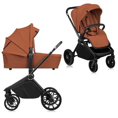 Produktbild von Lionelo Kombikinderwagen Mika Plus 2in1 bis 38 Monate (22kg), XXL-Verdeck mit UPF50+, 3-stufige Verstellung des Elterngriffs - Brown Rust