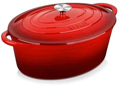 Zdjęcie produktu dla Garnek żeliwny emaliowany owalny 7 l z pokrywką do pieczenia chleba
