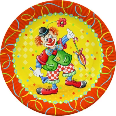 Produktbild von 10 Papstar Teller, Pappe rund Ø 23 cm Clown 11866