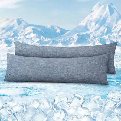 Produktbild von WOLTU Kühlender Kissenbezug 2er Set, Weicher Atmungsaktiv Kühlfaser, Reißverschluss : Blau 40x145 cm Farbe: Blau Größe: 40x145 cm