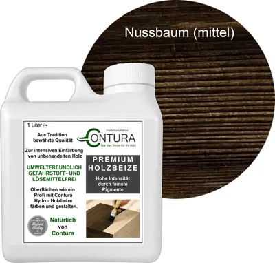 Produktbild von Contura 1 Liter Holzbeize Wasserbeize Möbel Farbe - Nussbaum Mittel