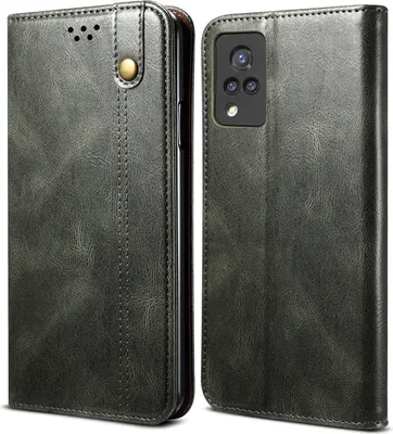 Produktbild von VIVO S9 Hülle, LaimTop Leder Flip Brieftasche Schutzhülle für VIVO S9 Grün