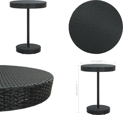 Obrázek produktu pro vidaXL Zahradní stůl černý 75,5x106 cm Poly Rattan - Zahradní stůl - Zahradní stoly - Stoly - Stoly