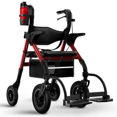Produktbild von WALCORA 2 in 1 Rollstuhl Rollator Faltbar und Leicht mit Sitz – Gehhilfe für Senioren Outdoor & Indoor Wohnung – Klappbar Gummireifen Leichtgewicht