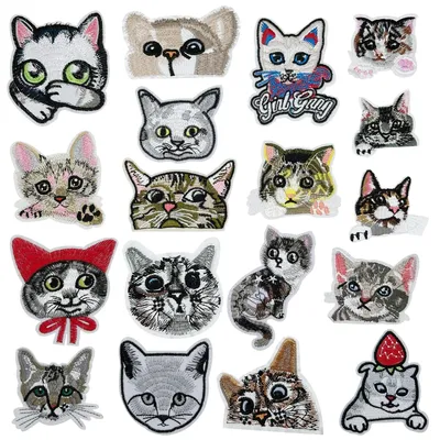 18 Katzen-Stickpatches zum Aufbügeln, DIY, Jeans, Jacken, Rucksack