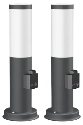 Productafbeelding van 2x padverlichting/paallamp voor buiten, IP44, 39 cm, antraciet, 1x E27 max. 40 W