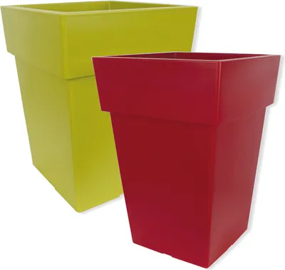 Produktbild von Kunststoff Pflanzkübel LINEA EDGE BORDEAUXROT 27 x 27 cm H= 34 cm