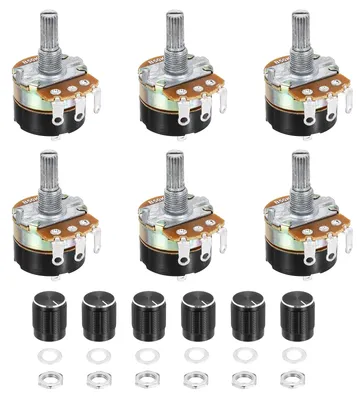 6x Potentiometer 50K Ohm, 3-polig, mit Knopf, für Audio