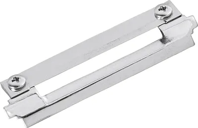A close-up, studio shot of a metal replacement blade for a peeler.