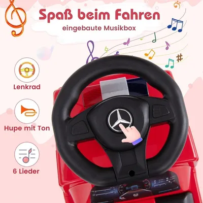 Obrázok produktu pre Autosedačka Mercedes Benz, tlačné auto s úložným priestorom, hasičské auto s červenou výstražnou kontrolkou