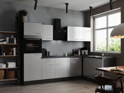 Produktbild von L Küche Küchenzeile Winkelküche Grau Matt Weiß Oliver 280 x 172 cm Respekta