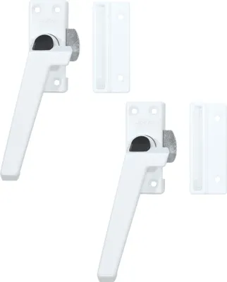 Produktbild von AXA Fensterverriegelung 2 – teilig – Modell 3308 – Fenstergriff – Abschließbar per Knopfdruck – Links nach außen öffnend – Aluminium Weiß