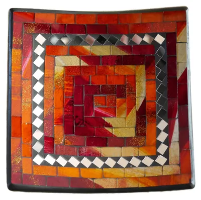Produktbild von Mosaikschale, Dekoschale, Schlüsselschale, Schmuckschale mit Glasmosaik aus Terracotta, eckig 20x20x6cm in verschiedenen Farben