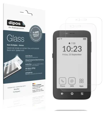 Produktbild von 2x Schutzfolie für Mudita Compact matt - Anti-Shock 9H Folie dipos Glass Kunststoffglas