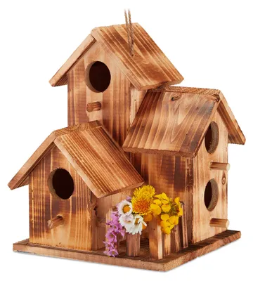 Vogelhaus aus Holz, hängend, 34x20x19 cm, natur