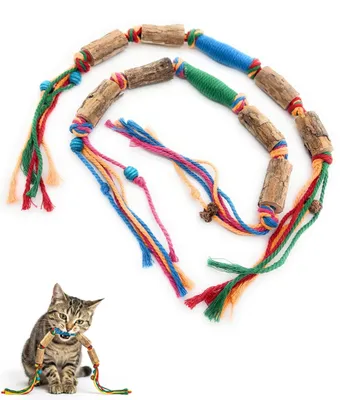 Produktbild von Katenspielzeug mit natürlichen Matatabi-Sticks und bunten Seilen, 2 Stück
