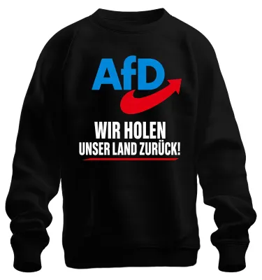 Immagine prodotto di AfD: Riprendiamoci il nostro paese. Dichiarazione patriottica. Felpa con scritta sarcastica. Colore: nero. Taglia: M
