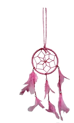 Traumfänger, handgefertigt, rosa, 7,6 cm Ring, Feder-Dekor