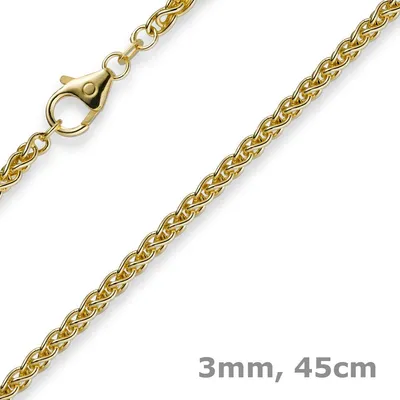 3mm-Zopfkette-750-Gelbgold-45cm