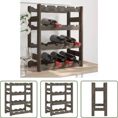 Obrázek produktu pro The Living Store Stojan na víno na 16 lahví šedý z masivního borovicového dřeva