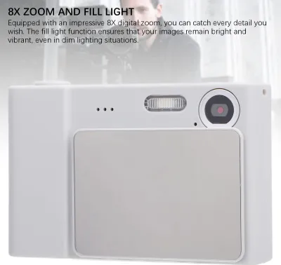 Obrázek produktu pro digitální kamera 1080P HD, 48 MP, 2,4palcový displej, 8x zoom, ochrana proti otřesům, retro kompaktní CCD pro cestování, 32 GB