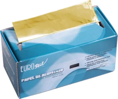 Zdjęcie produktu dla Folia aluminiowa Eurostil Professional, w kolorze złotym, rolka, 100 m, 1 szt.