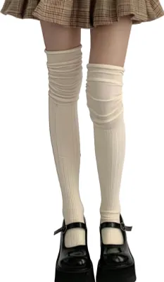 Produktbild von Slouch Oberschenkelhohe Socken für Damen, dehnbare Overknee-Socken mit Raffung, lange Overknee-Strümpfe für Stiefel, Röcke, Partys, Dates, Streetwear