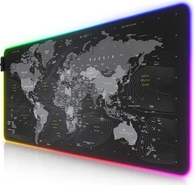 Zdjęcie produktu dla Podkładka pod mysz do gier Titanwolf RGB, 900 x 400 mm, poprawia precyzję i szybkość, globalna mapa świata