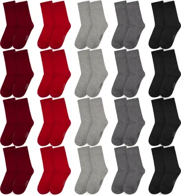Produktbild von OCERA 20 Paar Kinder Socken für Mädchen und Jungen - Rot-Grau-Mix 27/30