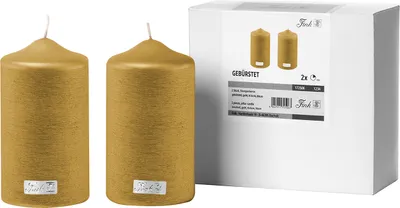 Produktbild von CANDLE 2er Set Stumpenkerzen - gold - Paraffin - H. 15cm x B. 8cm