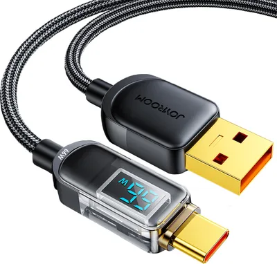 Zdjęcie produktu dla Joyroom Kabel do szybkiego ładowania i przesyłu danych, USB do USB-C, 66 W, 1,2 m, czarny (S-AC066A4)